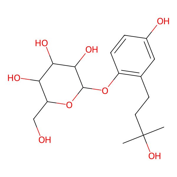 2D Structure of 2-[4-Hydroxy-2-(3-hydroxy-3-methylbutyl)phenoxy]-6-(hydroxymethyl)oxane-3,4,5-triol