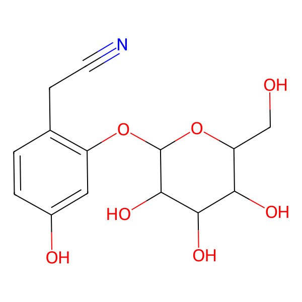 2D Structure of 2-[4-Hydroxy-2-[3,4,5-trihydroxy-6-(hydroxymethyl)oxan-2-yl]oxyphenyl]acetonitrile