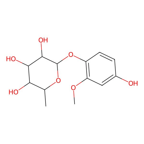 2D Structure of 2-(4-Hydroxy-2-methoxyphenoxy)-6-methyloxane-3,4,5-triol