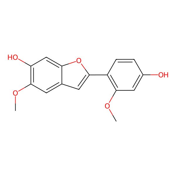 2D Structure of 2-(4-Hydroxy-2-methoxyphenyl)-5-methoxy-1-benzofuran-6-ol