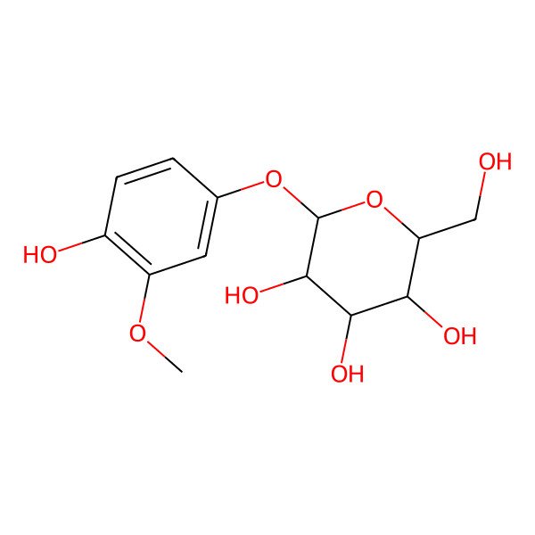 2D Structure of 2-(4-Hydroxy-3-methoxyphenoxy)-6-(hydroxymethyl)oxane-3,4,5-triol