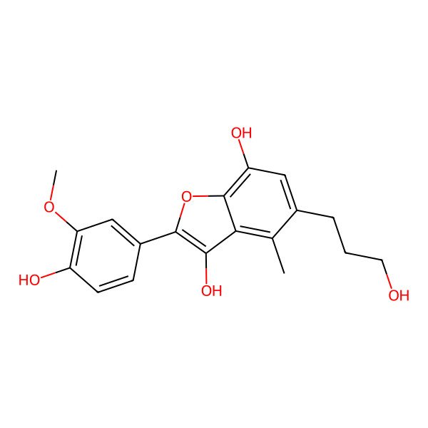 2D Structure of 2-(4-Hydroxy-3-methoxyphenyl)-5-(3-hydroxypropyl)-4-methyl-1-benzofuran-3,7-diol