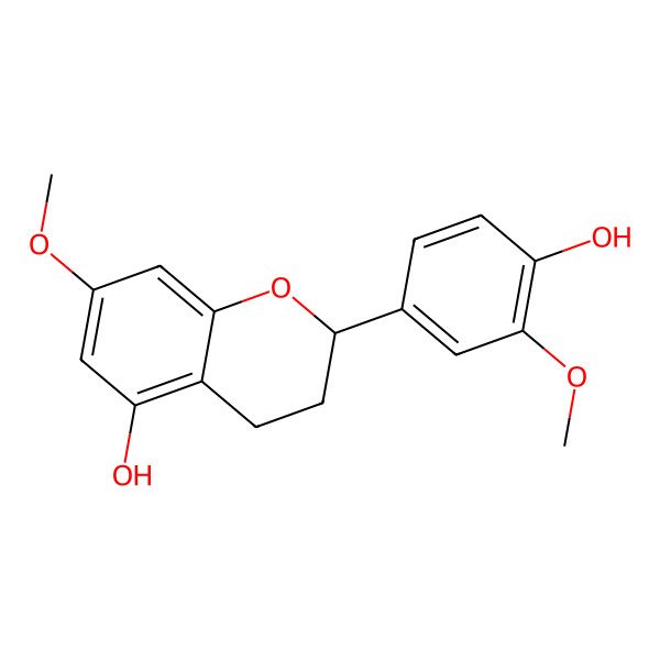 2D Structure of 2-(4-hydroxy-3-methoxyphenyl)-7-methoxy-3,4-dihydro-2H-chromen-5-ol 2D Structure of 2-(4-hydroxy-3-methoxyphenyl)-7-methoxy-3,4-dihydro-2H-chromen-5-ol