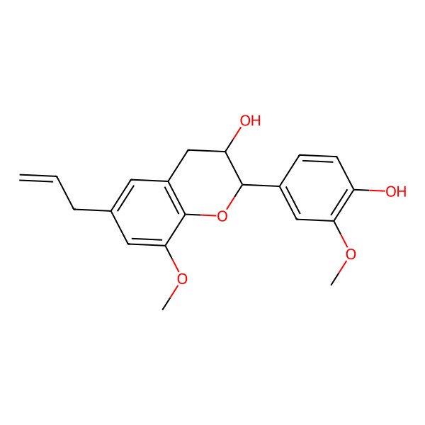 2D Structure of 2-(4-hydroxy-3-methoxyphenyl)-8-methoxy-6-prop-2-enyl-3,4-dihydro-2H-chromen-3-ol
