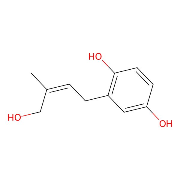 2D Structure of 2-(4-Hydroxy-3-methylbut-2-enyl)benzene-1,4-diol
