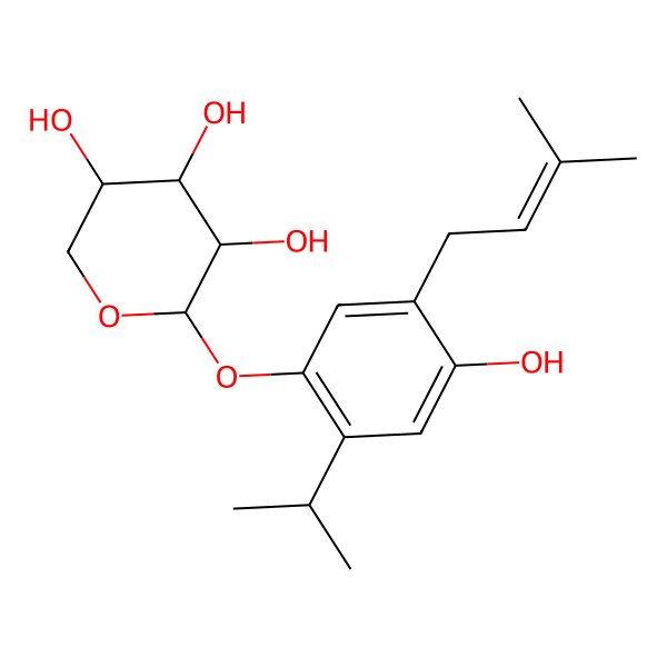 2D Structure of 2-[4-Hydroxy-5-(3-methylbut-2-enyl)-2-propan-2-ylphenoxy]oxane-3,4,5-triol