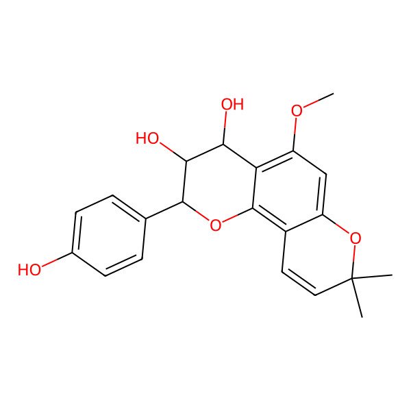 2D Structure of 2-(4-hydroxyphenyl)-5-methoxy-8,8-dimethyl-3,4-dihydro-2H-pyrano[2,3-h]chromene-3,4-diol