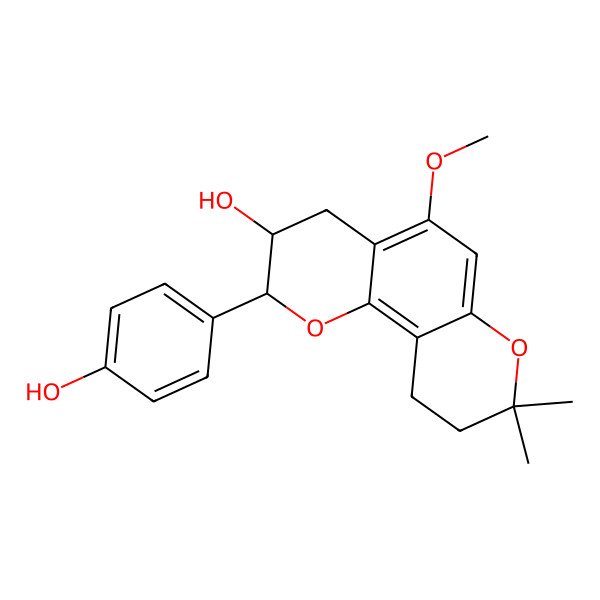 2D Structure of 2-(4-hydroxyphenyl)-5-methoxy-8,8-dimethyl-3,4,9,10-tetrahydro-2H-pyrano[2,3-h]chromen-3-ol