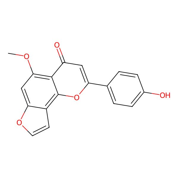 2D Structure of 2-(4-Hydroxyphenyl)-5-methoxyfuro[2,3-h]chromen-4-one