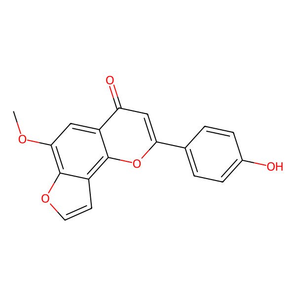 2D Structure of 2-(4-Hydroxyphenyl)-6-methoxyfuro[2,3-h]chromen-4-one