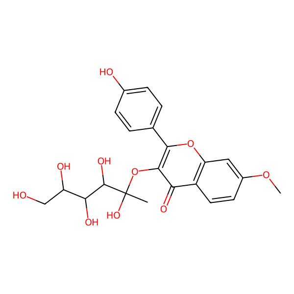 2D Structure of 2-(4-Hydroxyphenyl)-7-methoxy-3-(2,3,4,5,6-pentahydroxyhexan-2-yloxy)chromen-4-one
