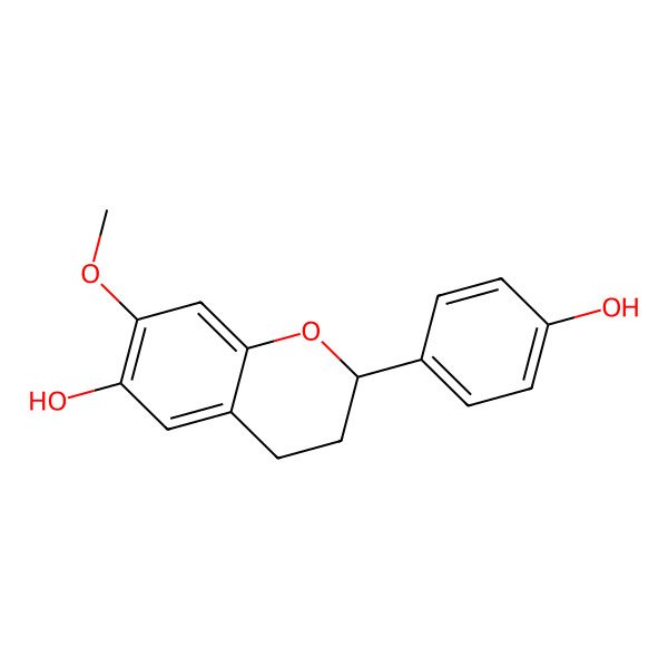2D Structure of 2-(4-hydroxyphenyl)-7-methoxy-3,4-dihydro-2H-chromen-6-ol