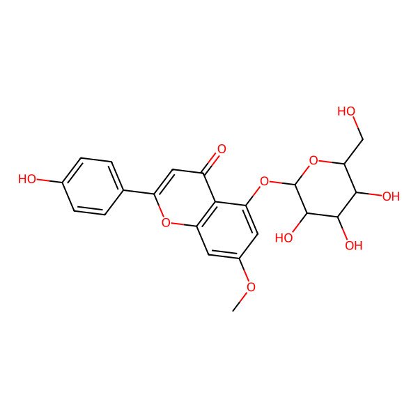 2D Structure of 2-(4-Hydroxyphenyl)-7-methoxy-5-[3,4,5-trihydroxy-6-(hydroxymethyl)oxan-2-yl]oxychromen-4-one