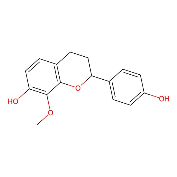 2D Structure of 2-(4-hydroxyphenyl)-8-methoxy-3,4-dihydro-2H-chromen-7-ol
