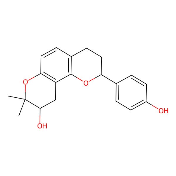 2D Structure of 2-(4-hydroxyphenyl)-8,8-dimethyl-3,4,9,10-tetrahydro-2H-pyrano[2,3-f]chromen-9-ol