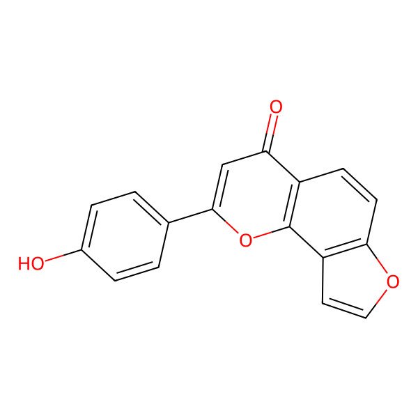 2D Structure of 2-(4-Hydroxyphenyl)furo[2,3-h]chromen-4-one