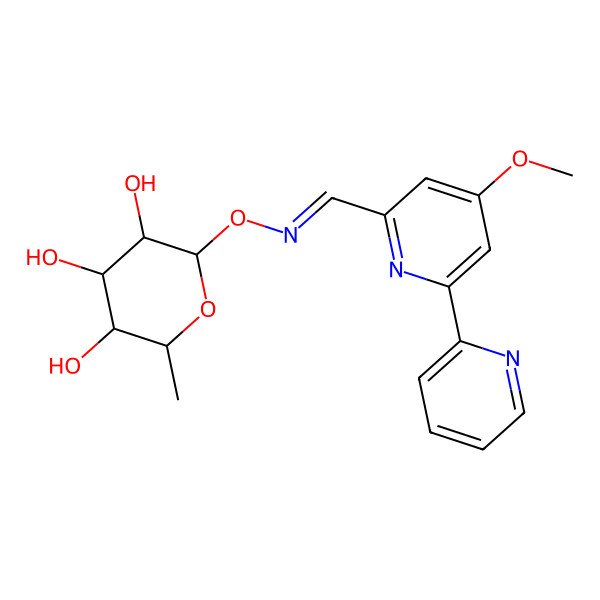 2D Structure of 2-[(4-Methoxy-6-pyridin-2-yl-2-pyridinyl)methylideneamino]oxy-6-methyloxane-3,4,5-triol