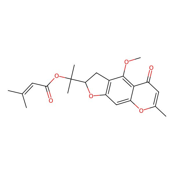 2D Structure of 2-(4-Methoxy-7-methyl-5-oxo-2,3-dihydrofuro[3,2-g]chromen-2-yl)propan-2-yl 3-methylbut-2-enoate