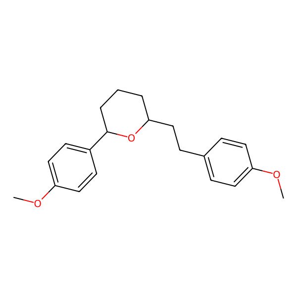 2D Structure of 2-(4-Methoxyphenyl)-6-[2-(4-methoxyphenyl)ethyl]oxane