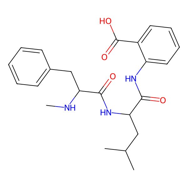 2D Structure of 2-[[4-Methyl-2-[[2-(methylamino)-3-phenylpropanoyl]amino]pentanoyl]amino]benzoic acid