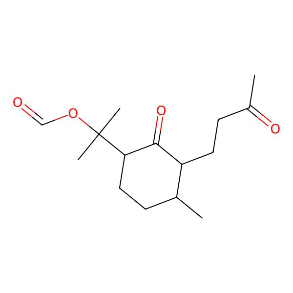 2D Structure of 2-[4-Methyl-2-oxo-3-(3-oxobutyl)cyclohexyl]propan-2-yl formate