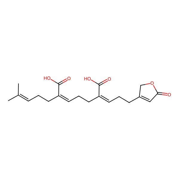 2D Structure of 2-(4-methylpent-3-enyl)-6-[3-(5-oxo-2H-furan-3-yl)propylidene]hept-2-enedioic acid