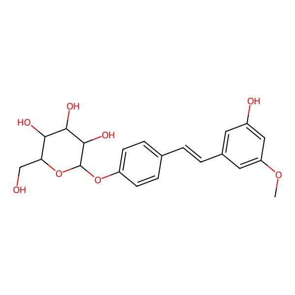 2D Structure of 2-[4-[(Z)-2-(3-hydroxy-5-methoxyphenyl)ethenyl]phenoxy]-6-(hydroxymethyl)oxane-3,4,5-triol