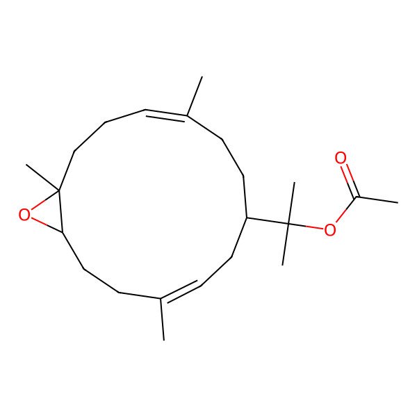 2D Structure of 2-(4,10,14-Trimethyl-15-oxabicyclo[12.1.0]pentadeca-4,10-dien-7-yl)propan-2-yl acetate