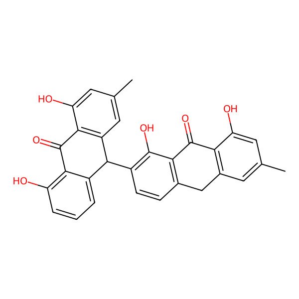 2D Structure of 2-(4,5-dihydroxy-2-methyl-10-oxo-9H-anthracen-9-yl)-1,8-dihydroxy-6-methyl-10H-anthracen-9-one