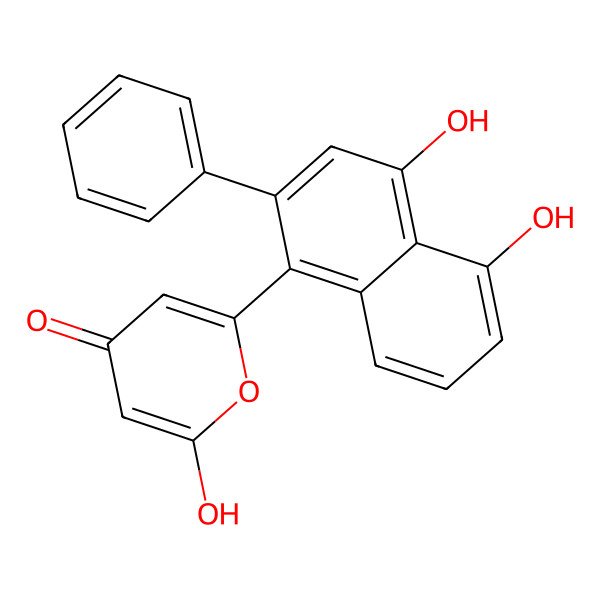 2D Structure of 2-(4,5-dihydroxy-2-phenylnaphthalen-1-yl)-6-hydroxypyran-4-one