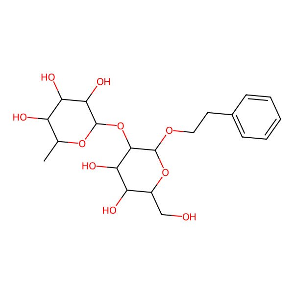 2D Structure of 2-[4,5-Dihydroxy-6-(hydroxymethyl)-2-(2-phenylethoxy)oxan-3-yl]oxy-6-methyloxane-3,4,5-triol
