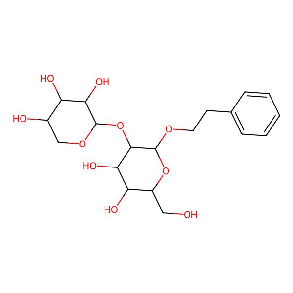 2D Structure of 2-[4,5-Dihydroxy-6-(hydroxymethyl)-2-(2-phenylethoxy)oxan-3-yl]oxyoxane-3,4,5-triol