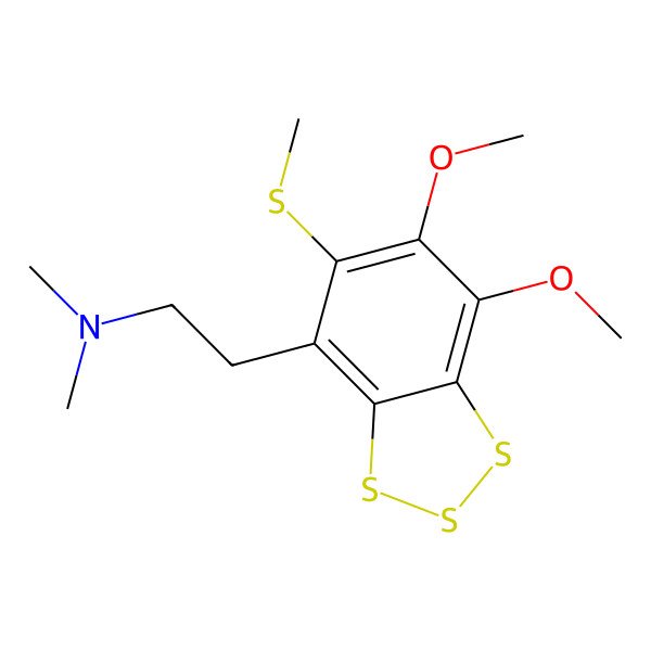 2D Structure of 2-(4,5-dimethoxy-6-methylsulfanyl-1,2,3-benzotrithiol-7-yl)-N,N-dimethylethanamine