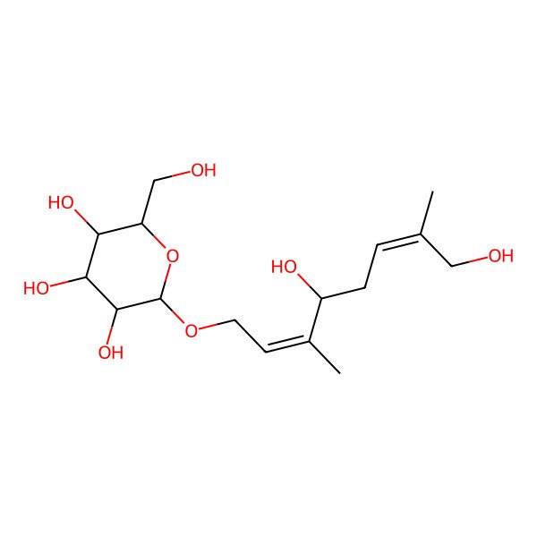 2D Structure of 2-(4,8-Dihydroxy-3,7-dimethylocta-2,6-dienoxy)-6-(hydroxymethyl)oxane-3,4,5-triol 2D Structure of 2-(4,8-Dihydroxy-3,7-dimethylocta-2,6-dienoxy)-6-(hydroxymethyl)oxane-3,4,5-triol