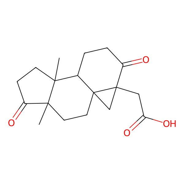 2D Structure of 2-(4,8-Dimethyl-5,12-dioxo-13-tetracyclo[7.5.0.01,13.04,8]tetradecanyl)acetic acid
