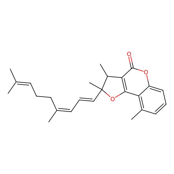 2D Structure of 2-(4,8-dimethylnona-1,3,7-trienyl)-2,3,9-trimethyl-3H-furo[3,2-c]chromen-4-one