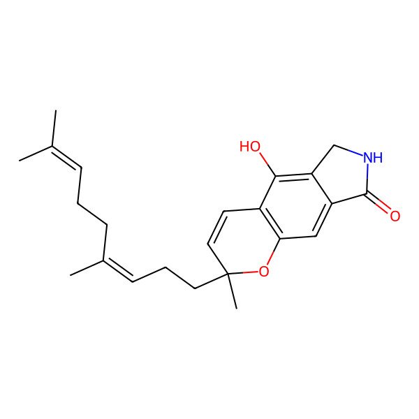 2D Structure of 2-(4,8-Dimethylnona-3,7-dienyl)-5-hydroxy-2-methyl-6,7-dihydropyrano[3,2-f]isoindol-8-one