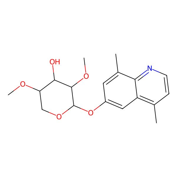 2D Structure of 2-(4,8-Dimethylquinolin-6-yl)oxy-3,5-dimethoxyoxan-4-ol