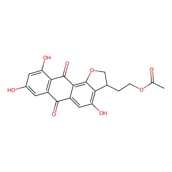 2D Structure of 2-(4,8,10-Trihydroxy-6,11-dioxo-2,3-dihydronaphtho[2,3-g][1]benzofuran-3-yl)ethyl acetate