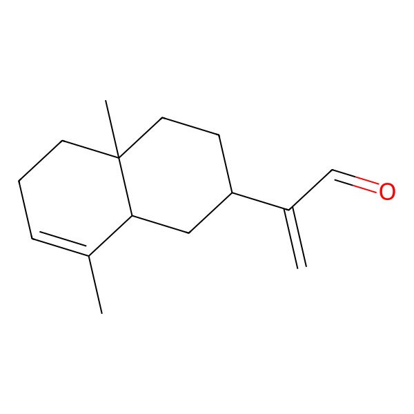 2D Structure of 2-(4a,8-dimethyl-2,3,4,5,6,8a-hexahydro-1H-naphthalen-2-yl)prop-2-enal 2D Structure of 2-(4a,8-dimethyl-2,3,4,5,6,8a-hexahydro-1H-naphthalen-2-yl)prop-2-enal