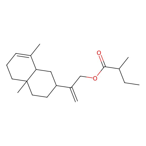 2D Structure of 2-(4a,8-dimethyl-2,3,4,5,6,8a-hexahydro-1H-naphthalen-2-yl)prop-2-enyl 2-methylbutanoate 2D Structure of 2-(4a,8-dimethyl-2,3,4,5,6,8a-hexahydro-1H-naphthalen-2-yl)prop-2-enyl 2-methylbutanoate