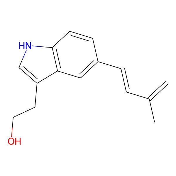 2D Structure of 2-(5-((1E)-3-methylbuta-1,3-dien-1-yl)-1H-indol-3-yl)ethanol