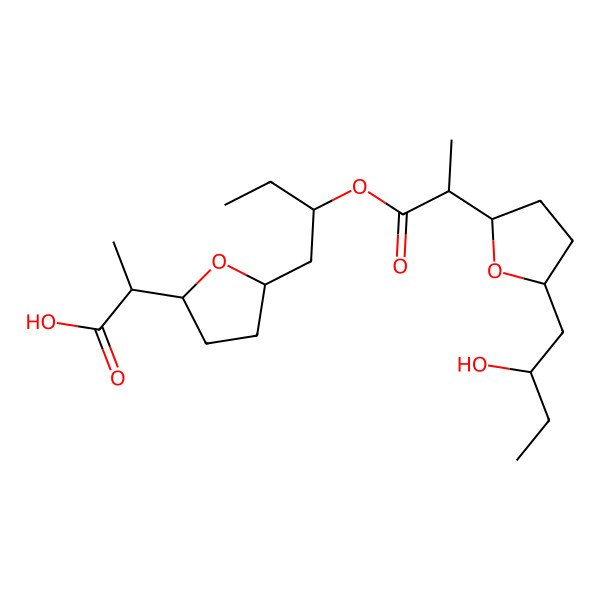 2D Structure of 2-[5-[2-[2-[5-(2-Hydroxybutyl)oxolan-2-yl]propanoyloxy]butyl]oxolan-2-yl]propanoic acid