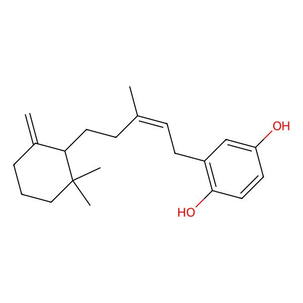 2D Structure of 2-[5-(2,2-Dimethyl-6-methylidenecyclohexyl)-3-methylpent-2-enyl]benzene-1,4-diol