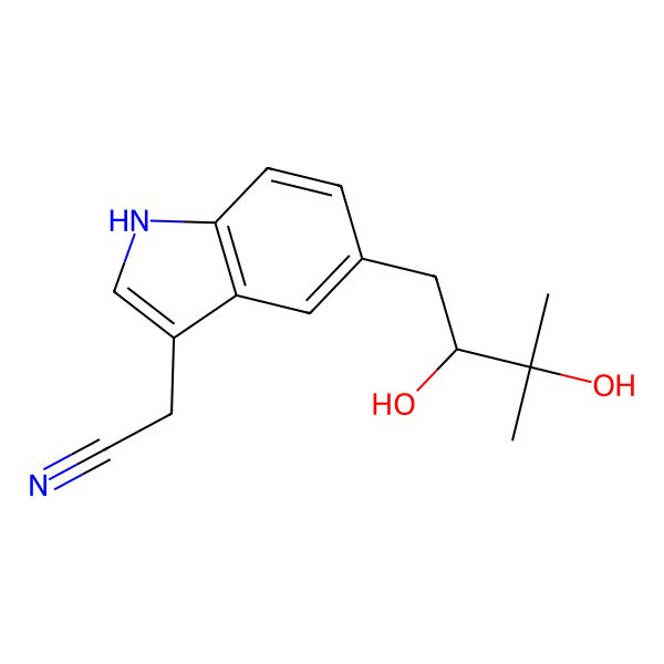 2D Structure of 2-[5-(2,3-dihydroxy-3-methylbutyl)-1H-indol-3-yl]acetonitrile