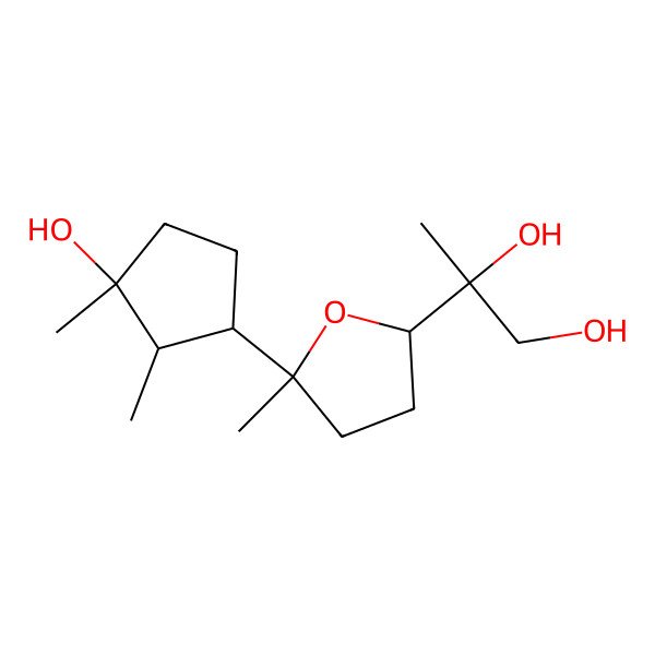 2D Structure of 2-[5-(3-Hydroxy-2,3-dimethylcyclopentyl)-5-methyloxolan-2-yl]propane-1,2-diol