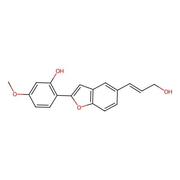 2D Structure of 2-[5-(3-Hydroxyprop-1-enyl)-1-benzofuran-2-yl]-5-methoxyphenol