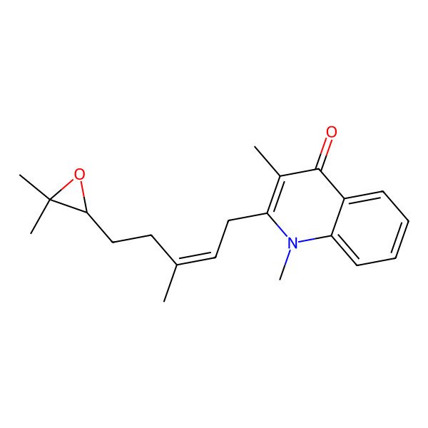 2D Structure of 2-[5-(3,3-Dimethyloxiran-2-yl)-3-methylpent-2-enyl]-1,3-dimethylquinolin-4-one