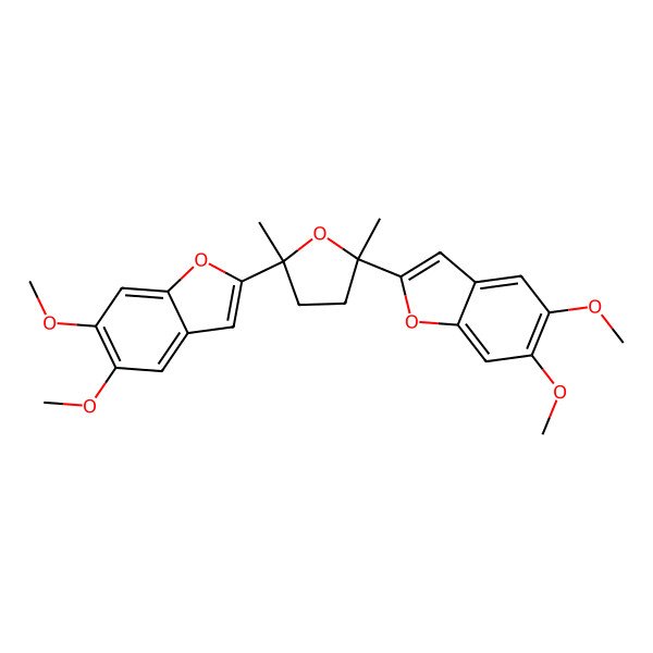 2D Structure of 2-[5-(5,6-Dimethoxy-1-benzofuran-2-yl)-2,5-dimethyloxolan-2-yl]-5,6-dimethoxy-1-benzofuran