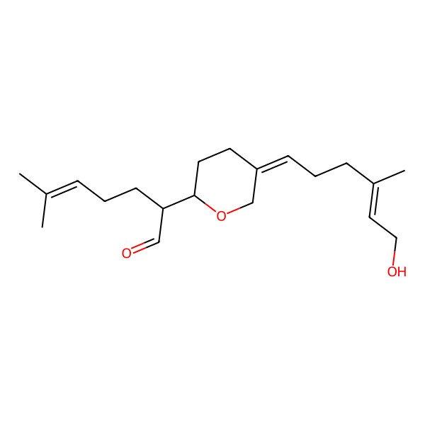 2D Structure of 2-[5-(6-Hydroxy-4-methylhex-4-enylidene)oxan-2-yl]-6-methylhept-5-enal